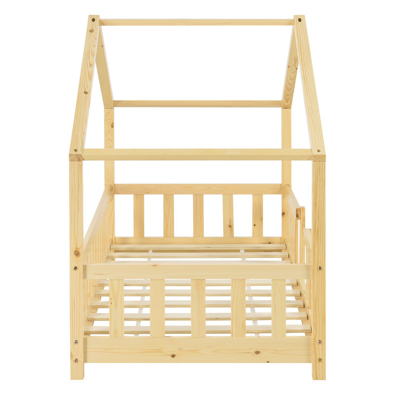 Kinderbed – Kinderbedje – Bed voor Kinderen – Huisjesbed – Halfhoogslaper – Valbescherming – Hoogwaardig Dennenhout – Matras 90x200 cm