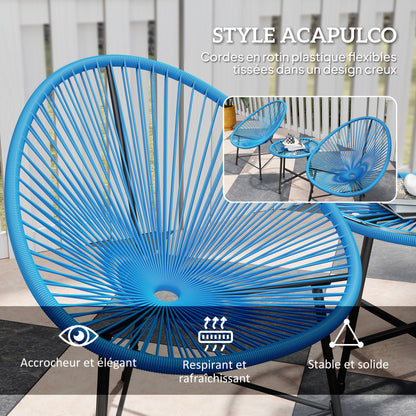 Bistroset Tuinset – Tuinmeubel Set – Tafel Met Stoelen – Balkon Meubilair – Terrasmeubilair – 2-Zits Met Geharde Glazen Tafel – Weerbestendig Blauw