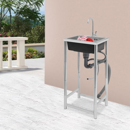 Keukenkraan – Spoelbak – Mengkraan – Wastafelkraan – Vrijstaande Kraan – RVS Materiaal – 360° Draaibare Uitloop – Grote Enkel Kom 45x40x22 cm