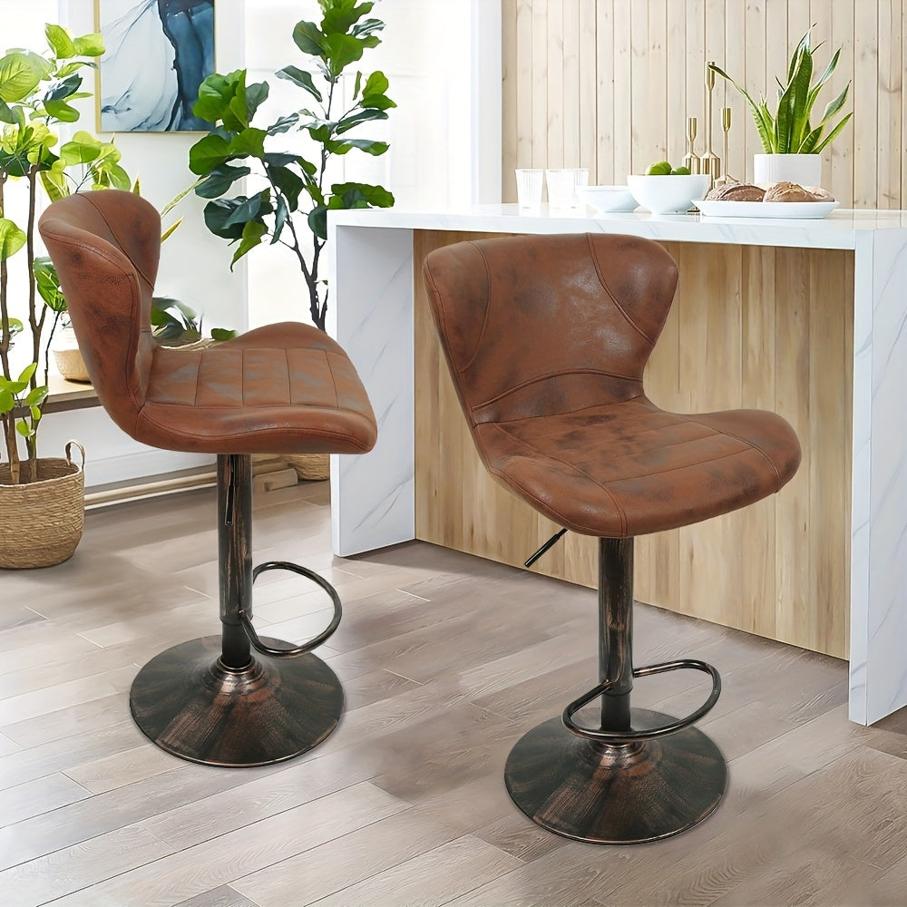 Set Of 2 Modern PU Leather Bar Stools - Kitchen Island And Counter Height Stools, Commercial Grade Bar Stools With Upholstered Seats And Easy Clean Design, Perfect For Home Bars, Cafe Style