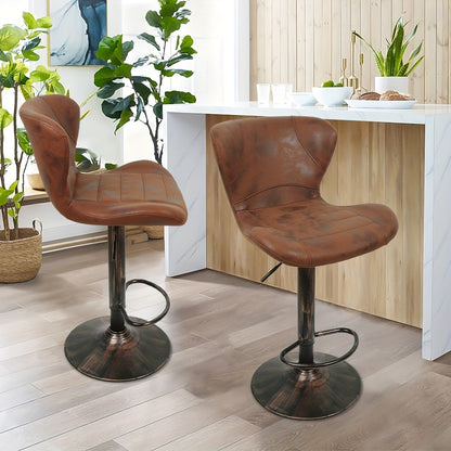 Barstoel – Barkruk – Barstoel Set – Keukenkruk – Bistrostoel – Set van 2 – PU Leren Bekleding – Metaal Frame – Verstelbare Zithoogte – Stijlvol Modern Design