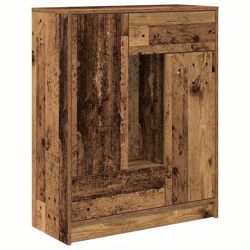 Modern Rustic Hardwood Sideboard with Drawers and Doors - 73x31x90cm, Natural Wood Finish, Ample Storage for Living Room or Dining Area, Wooden Decor