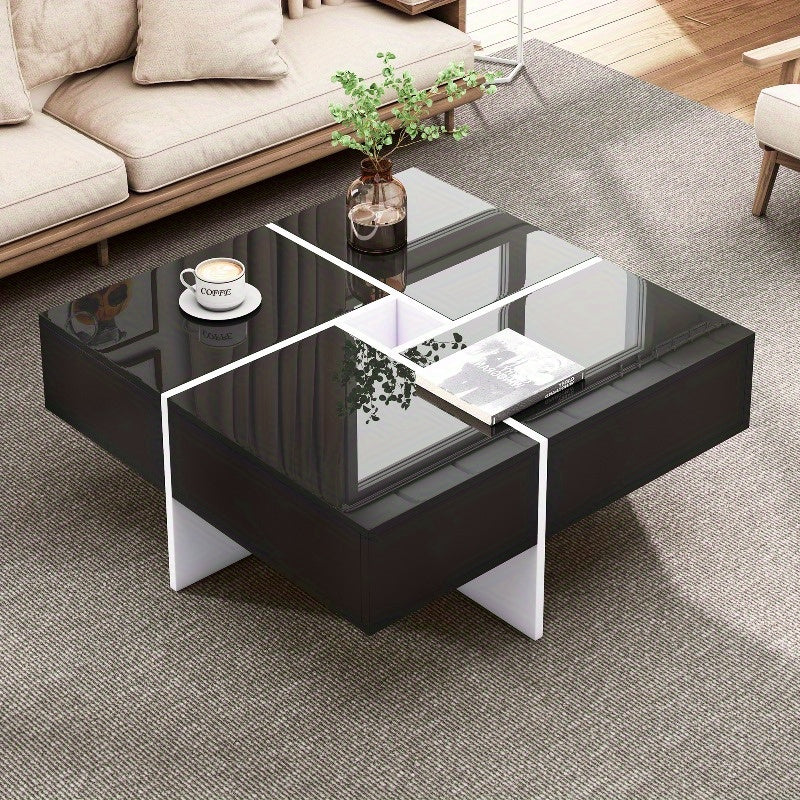 Koffietafel – Salontafel – Tafel – Bijzettafel – Centertafel – Hoogglans Afwerking – Metalen Constructie 70x70x35cm