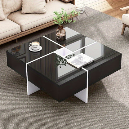 Koffietafel – Salontafel – Tafel – Bijzettafel – Centertafel – Hoogglans Afwerking – Metalen Constructie 70x70x35cm