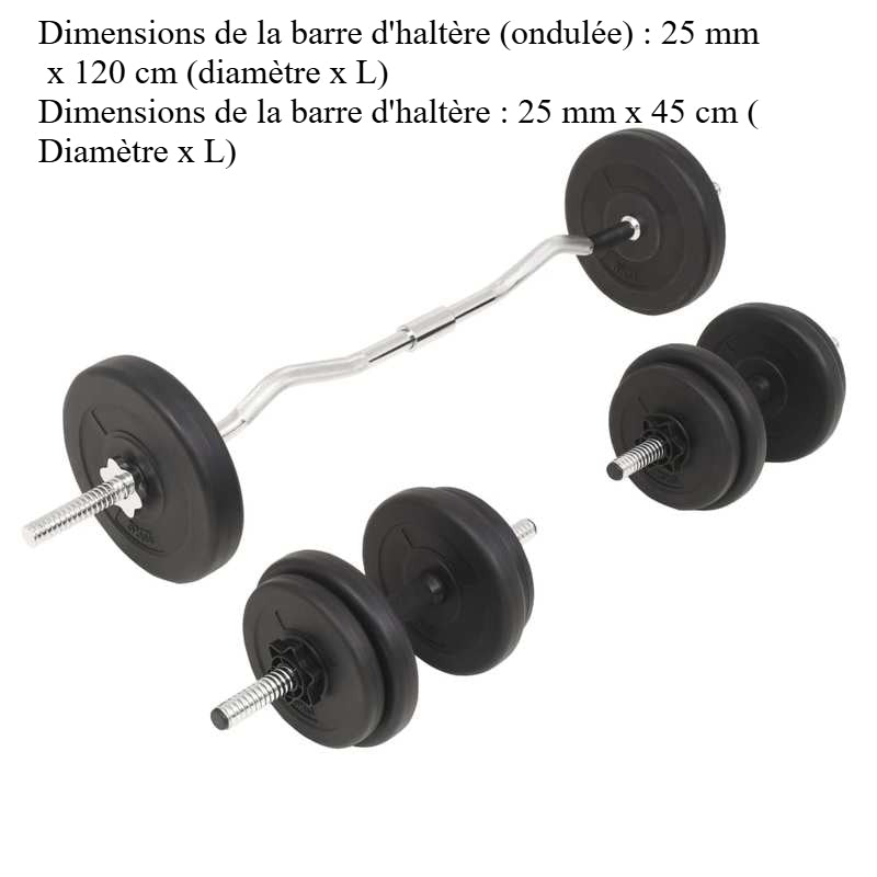 Dumbbell Set – Barbell Set – Gewichtenset – Halterset – Krachttrainingsset – 30 kg totaalgewicht – Duurzaam cement en staal