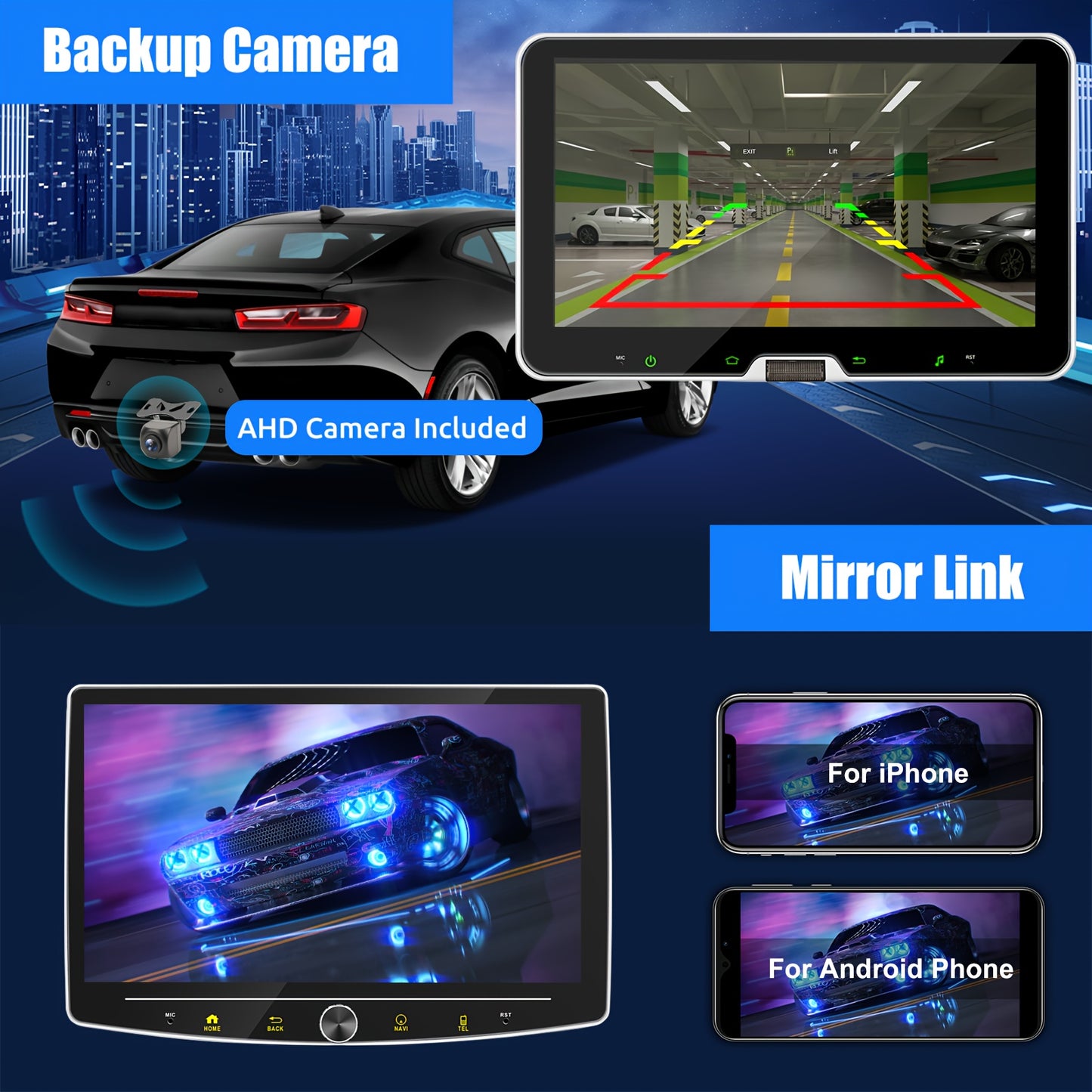 Autoradio Draaibare Multimedia Speler – Auto Stereo Headunit – Draaibaar Navigatiesysteem – Touchscreen Radio – Single DIN Android 14.0 – 10,1 Inch HD IPS – Draadloos CarPlay & Android Auto