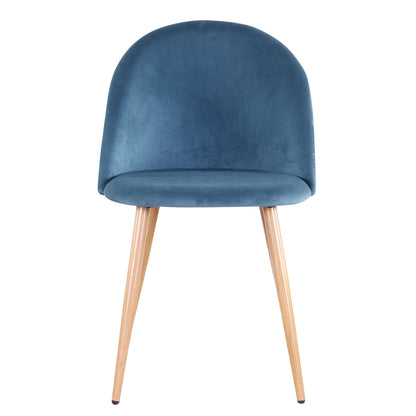 Stoelen – Eetkamerstoelen – Kuipstoelen – Vouwstoelen – Fauteuils – Fluwelen Bekleding – Stevig Metalen Frame – Set van 4 – Blauw
