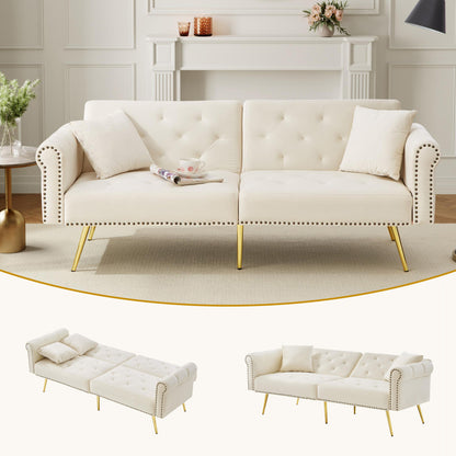 This Modern Velvet Two-Person Sofa Bed Comes with a Backrest That Can Be Adjusted to Three Different Positions. Its Chic Design Not Only Provides Sleeping Options But Also Maximizes Space And Supports a Strong Weight Limit, M