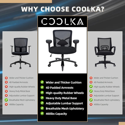 Office Chair, Desk Chair with 5 Rubber Wheels, Gaming Chair with 4D Armrests, for Large And Strong People (up to 227kg), Height-Adjustable, Memory Foam Filling, Ergonomic Office Chair with Rocking Function, Office, Ergonomic