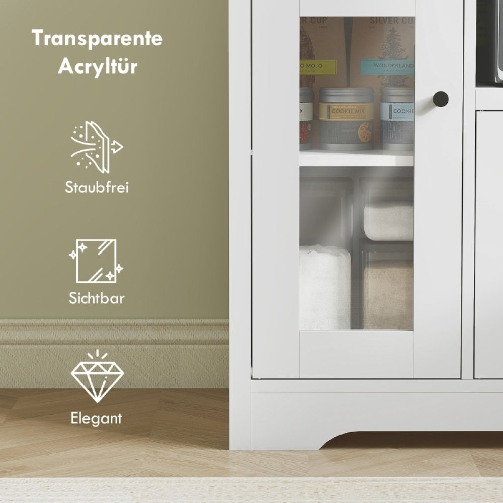Magnetronkast – Keukenkast – Opbergkast – Kast Voor Magnetron – Keukenmeubel – Strak Wit – Verstelbare Planken & Lades – Stevige Constructie 40 kg Draagkracht