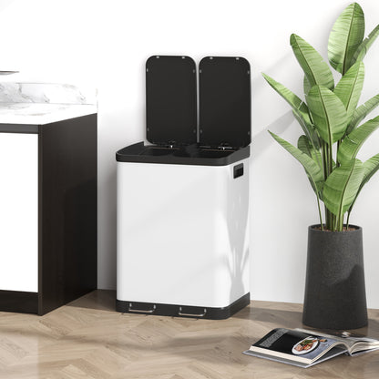 Prullenbak – Afvalemmer – Pedaalemmer – Afvalscheidingsprullenbak – Vuilnisbak – 2x30L Inhoud – Softclose Deksel