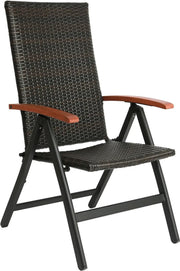 Tuinstoel met Verstelbare Rugleuning - Inklapbaar - Weerbestendig - Bruin