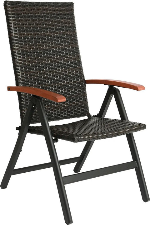 Tuinstoel met Verstelbare Rugleuning - Inklapbaar - Weerbestendig - Bruin