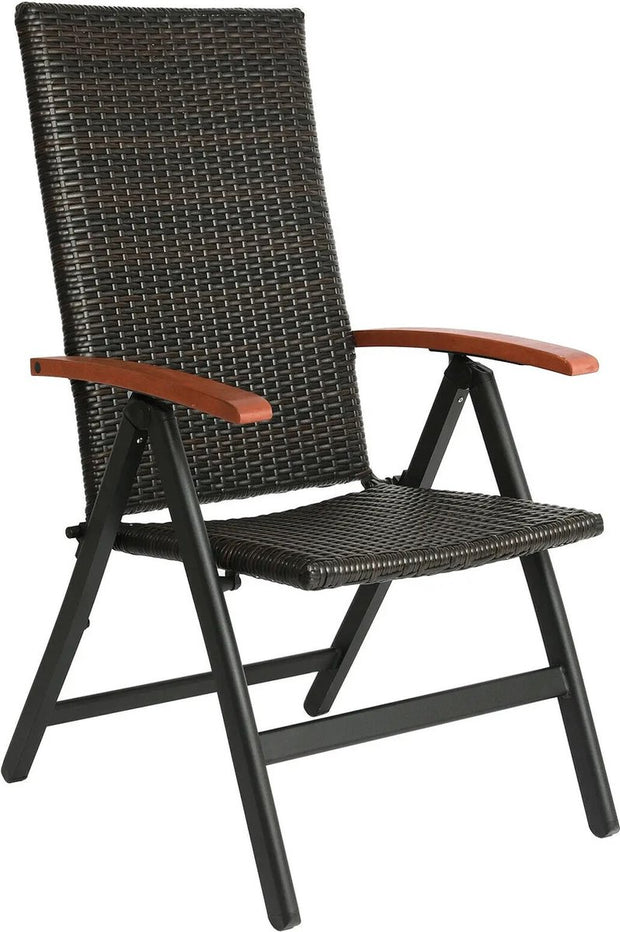 Tuinstoel met Verstelbare Rugleuning - Inklapbaar - Weerbestendig - Bruin