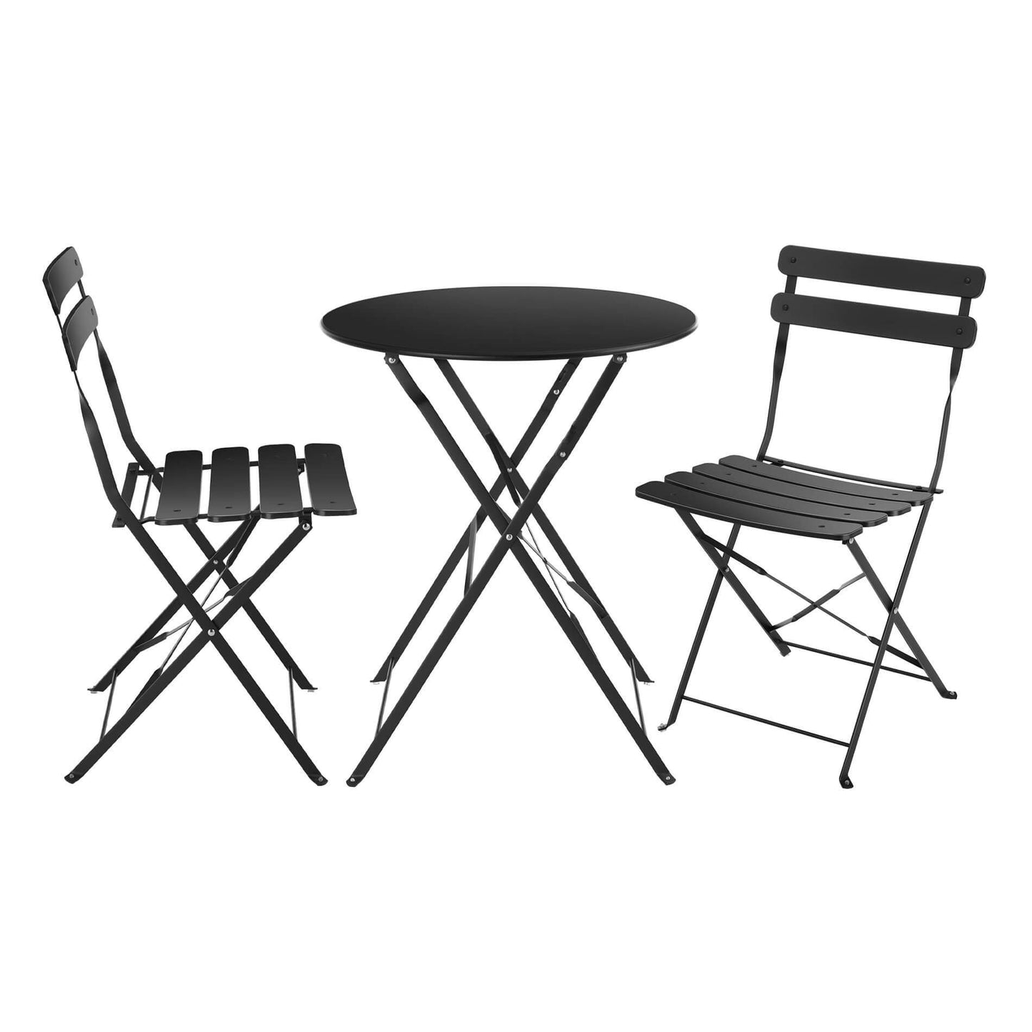 Rebecca Mobile Table And 2 Chairs, Folding Bistro Set, Red Blue Green White Black, Steel, Space-Saving, Suitable for Garden Balcony - Measures Hxlxp: 71 X 60 X 60 Cm
