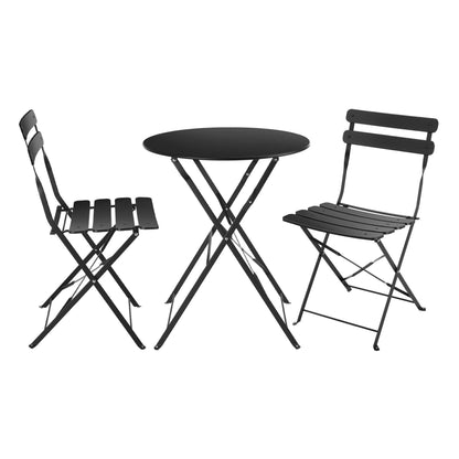 Bistroset – Tuintafel Set – Balkonset – Inklapbare Stoelen – Zwart – Compact En Ruimtebesparend – Weerbestendig Gecoat Staal