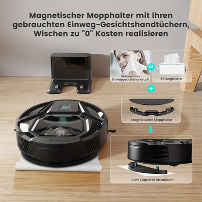 Robotstofzuiger – Dweilrobot – Stofzuigrobot – Schoonmaakrobot – Zuigrobot – 6000 Pa Zuigkracht – 800 ml Stofbak met App en WLAN