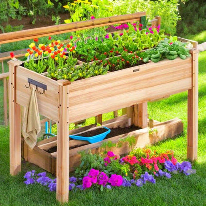 Tuinbak – Verhoogde Plantenbak – Bloembak – Moestuinbak – Kruidenbak – Hout – Compact Rechthoekig Model – 47,2x22,2x76,2 cm – Comfortabel Tuinieren Zonder Bukken