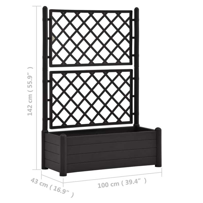 Plantenrek – Plantenstandaard – Bloemenrek – Plantentafel – Plantentrap – Kunststof – Weerbestendig – 100x43x142 cm – Antraciet
