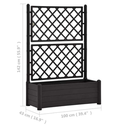 Plantenrek – Plantenstandaard – Bloemenrek – Plantentafel – Plantentrap – Kunststof – Weerbestendig – 100x43x142 cm – Antraciet