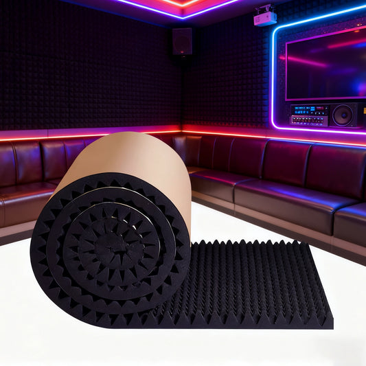 Geluidsisolatie Foam – Akoestisch Schuim – Geluidsabsorberende Panelen – Geluidsdempers – Noise Reduction Foam – Zelfklevend – 20mm Dikte Hoogwaardige Polyester Rol
