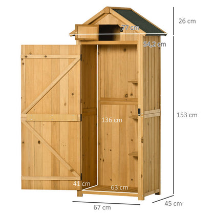Tuinhuis – Berging – Tuinkast – Opslaghok – Tuinschuurtje – Compact Houten Tuinhuis – Met Metalen Dak – Ingebouwde Planken – 77x54x179 cm – Groen/Geel