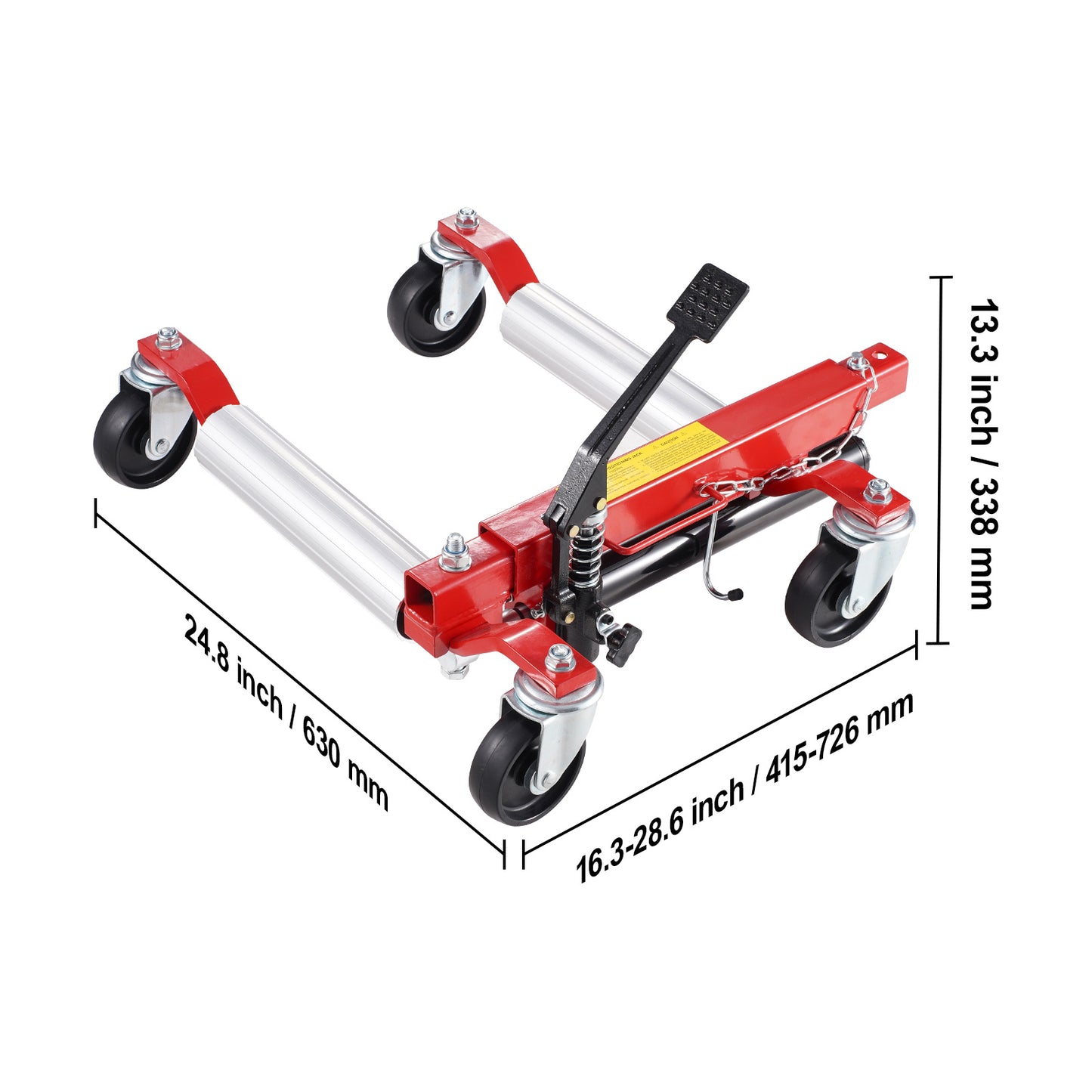 Hydraulische Wiel Dolly – Wielmover – Autowiel Verplaatser – Auto Dolly – Bandendolly – Rood – 680 kg Capaciteit – Verstelbare Roller 41,5-72,6 cm