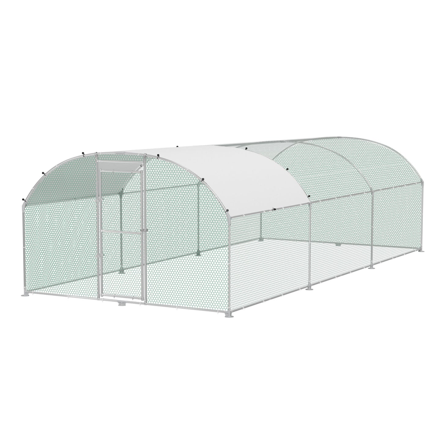 Buitenverblijf kippenhok – Ren – Dierenkooi – Kippenren – Buitenren – 3x6x2 meter – Gegalvaniseerd Stalen Frame – UV-bestendig PE Dak