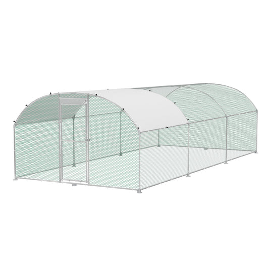 Buitenverblijf kippenhok – Ren – Dierenkooi – Kippenren – Buitenren – 3x6x2 meter – Gegalvaniseerd Stalen Frame – UV-bestendig PE Dak