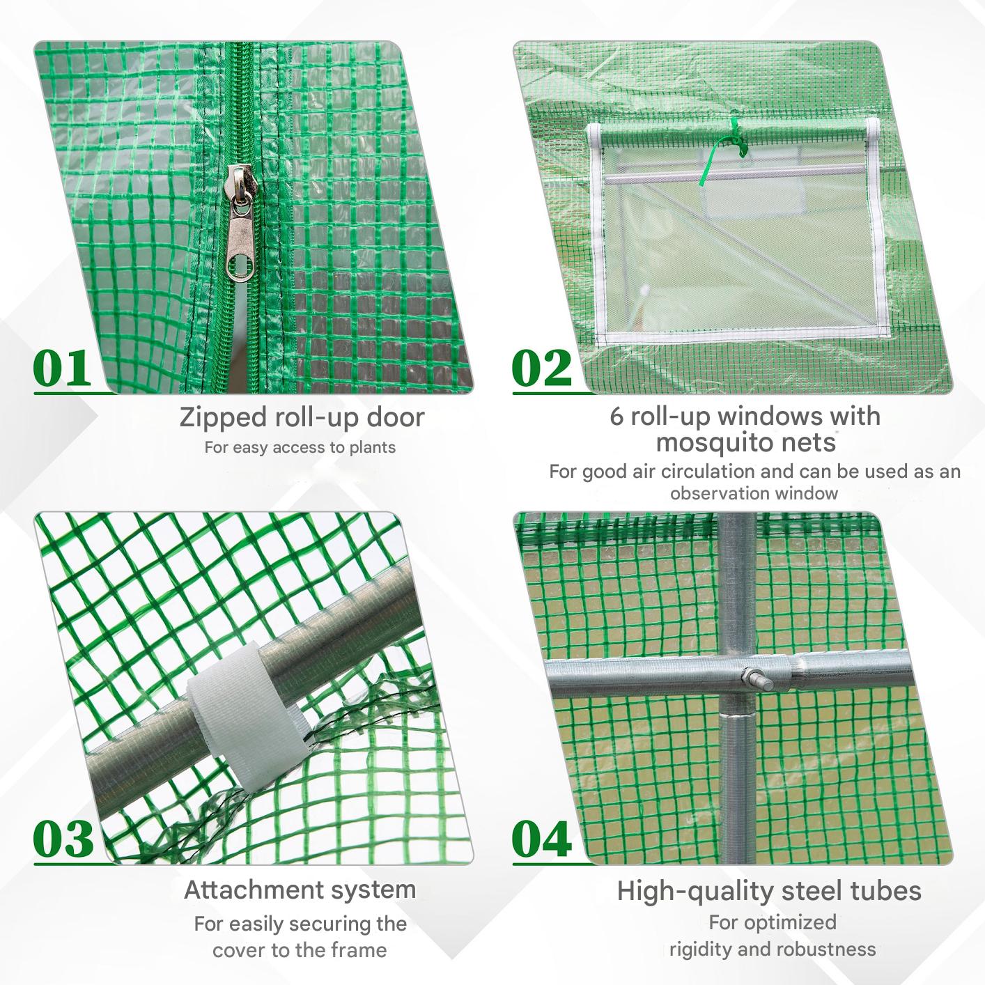 Tuinkas – Broeikas – Kweekkas – Foliekas – Tunnelkas – Stevig Gegalvaniseerd Stalen Frame – UV-bestendige PE Folie 140 g/m²