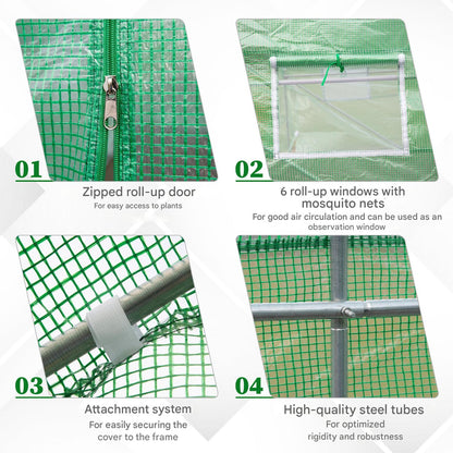 Tuinkas – Broeikas – Kweekkas – Foliekas – Tunnelkas – Stevig Gegalvaniseerd Stalen Frame – UV-bestendige PE Folie 140 g/m²