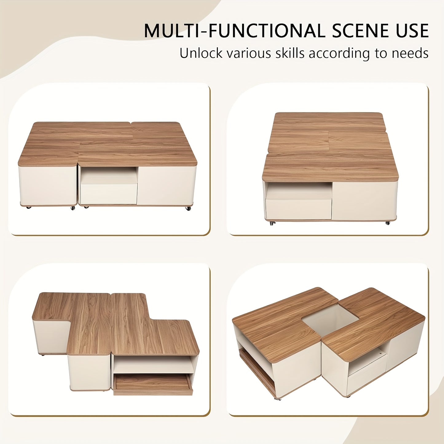 Salontafel – Woonkamertafel – Koffietafel – Bijzettafel – Tafeltje – Modern Bruin – Met Wieltjes & 2 Laden – Duurzaam Hout – Uitbreidbaar & Compact