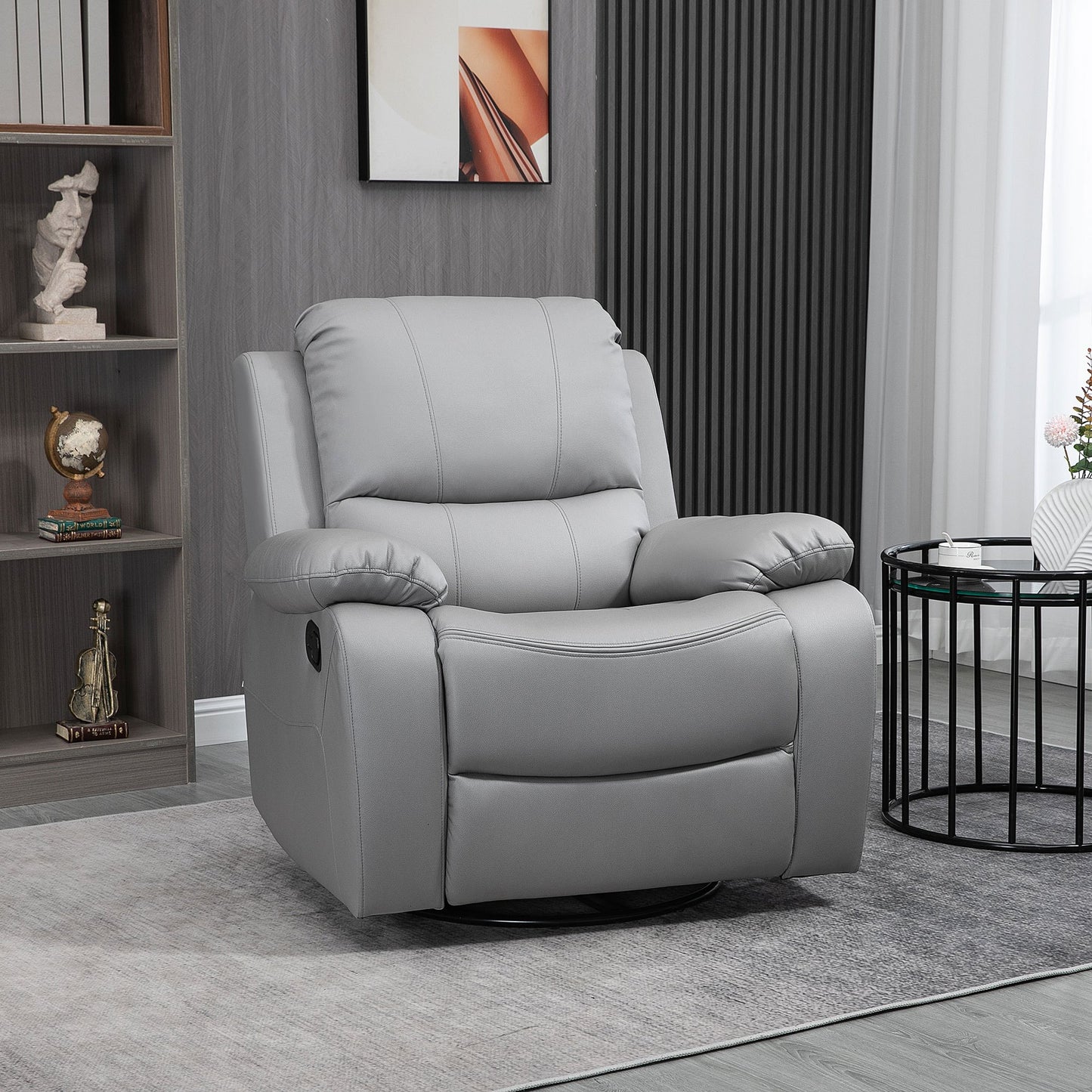 Relaxfauteuil – Relaxstoel – Zitzetel – Tv-stoel – Fauteuil Grijs – Verstelbare Rugleuning – Draaibare Voetensteun