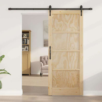 Houten Schuifdeur – Binnendeur – Roomdivider – Ruimteverdeler – Schuifpaneel – Bruin – Handmatig Schuifsysteem – 83 x 202 cm
