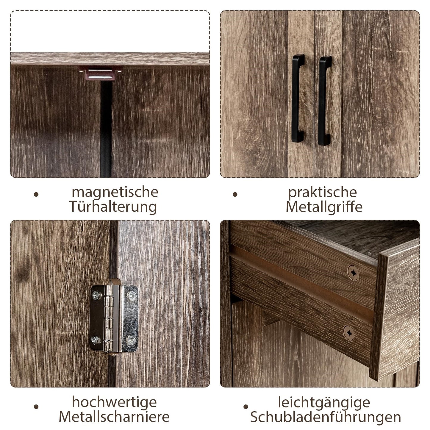 Houten Dressoir – Sideboard – Buffetkast – Opbergkast – Woonkamerkast – Industrieel Design – 110 x 40 x 78 cm – Verstelbare Plank & 2 Lades