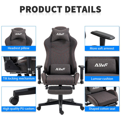Gamingstoel – Gamestoel – Gaming Chair – Game Stoel – Bureaustoel – Ademend Stof – Pocketvering Zitting Met Gelkussen