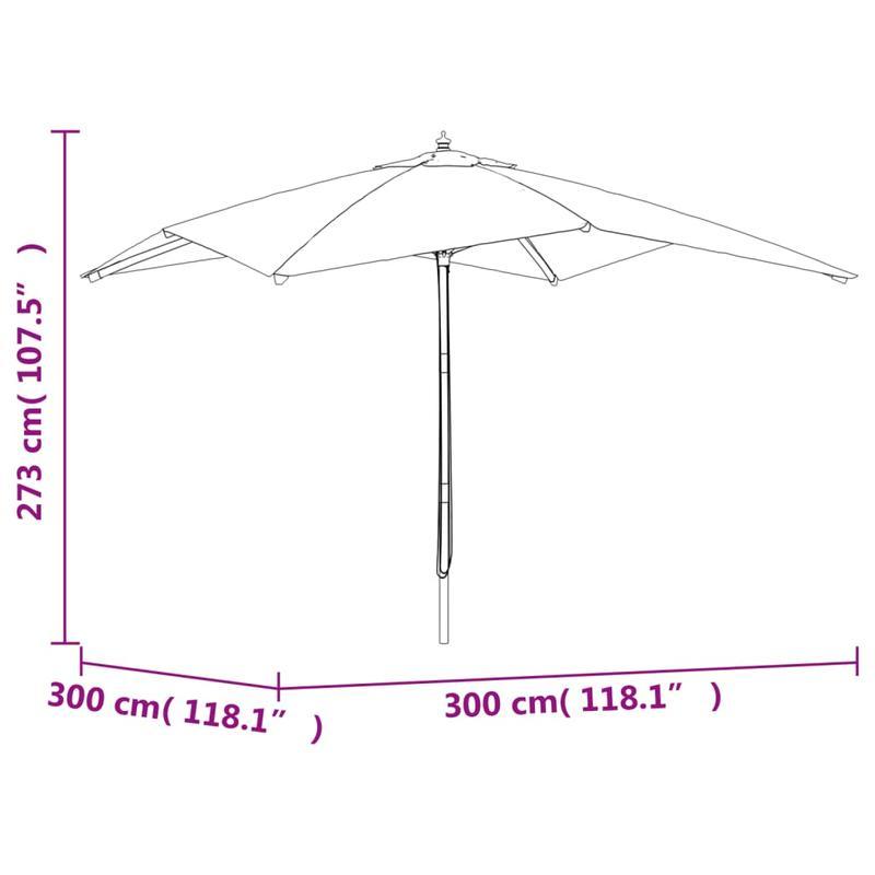 Parasol – Tuinparasol – Stokparasol – Zwembadparasol – Strandparasol – Houten Paal – Zandkleurig – 300x300x273 cm – UV-Bescherming – Waterafstotend