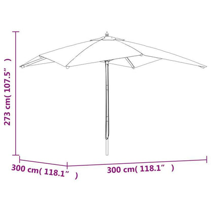 Parasol – Tuinparasol – Stokparasol – Zwembadparasol – Strandparasol – Houten Paal – Zandkleurig – 300x300x273 cm – UV-Bescherming – Waterafstotend