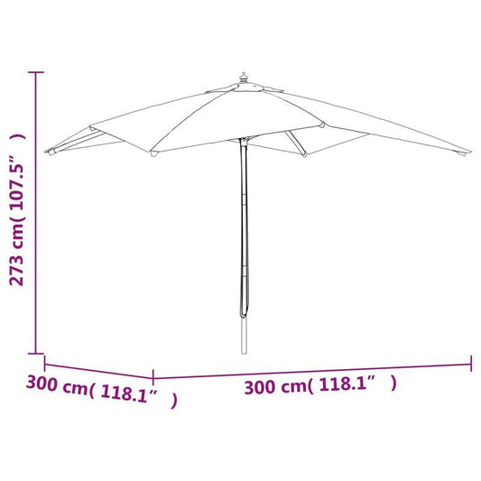 Parasol – Tuinparasol – Stokparasol – Zwembadparasol – Strandparasol – Houten Paal – Zandkleurig – 300x300x273 cm – UV-Bescherming – Waterafstotend