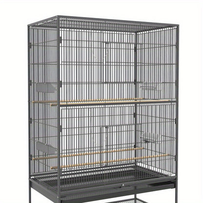 Kleindierkooi – Vogelkooi – Knaagdierkooi – Hamsterkooi – Dierenkooi – Ruim Design 94x57x153 cm – Met Deur en Wielen