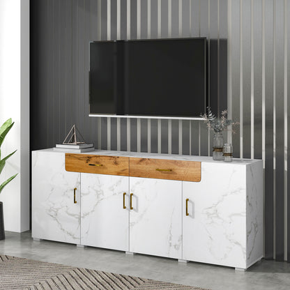 Sideboard – Dressoir – Tv-meubel – Buffetkast – Opbergkast – Houtlook Met Zwarte Accenten – 208x39,5x80 cm – MDF Met Melamine Coating