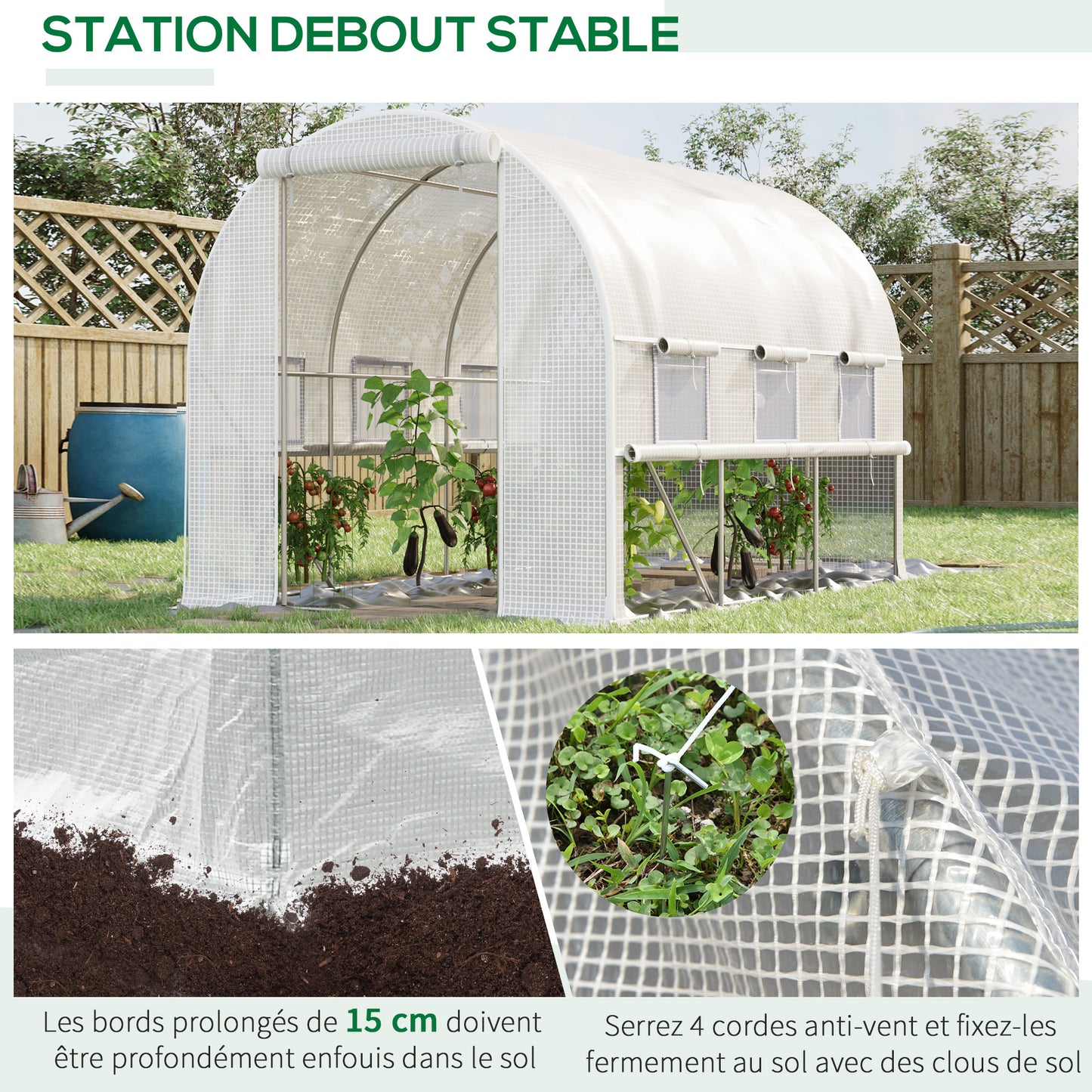 Kas – Tuinkas – Kweekkas – Foliekas – Tuintunnel – 6 m² Oppervlak – Gegalvaniseerd Stalen Frame