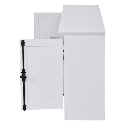Modern-Style Sideboard with Two Doors and One Drawer | 130cm Wide, Three Wine Racks, Semi-Open Storage, White, Metal, Suitable for Hallways, Living Rooms, and Offices
