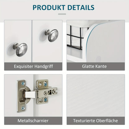 Schoenenkast – Schoenenrek – Schoenenopberger – Schoenenkastje – Schoenenbankje – Wit – Compact & Ruimtebesparend – 2 Deuren 4 Vakken 83x30x90 cm