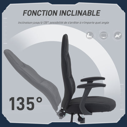 Gamingstoel – Gamestoel – Bureaustoel – Bureaustoel – Office Chair – Ergonomisch Ontwerp – Verstelbare Rugleuning – Ademend Stof – Zwart