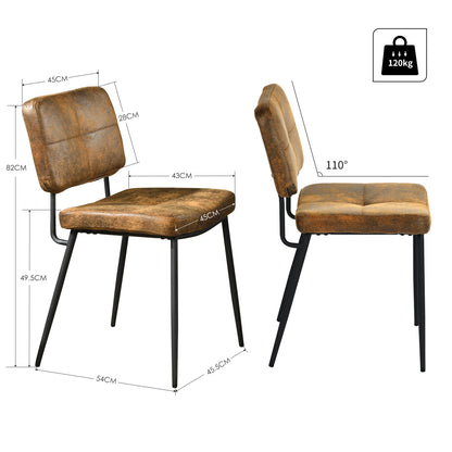 Eetkamerstoelen – Stoelen – Armloze Stoelen – Kuipstoelen – Bistrostoelen – Bruin – Retro Scandinavisch Design – Ergonomisch Zitcomfort – Metalen Poten