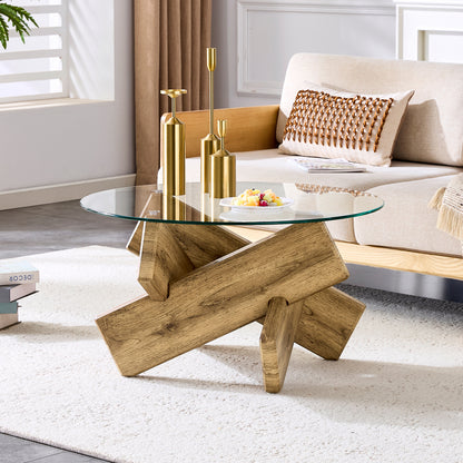 A Circular Glass Coffee Table | Sleek and Contemporary, Seamlessly Complements Diverse Interior Styles, Multifunctional, Modern Style, Assembled