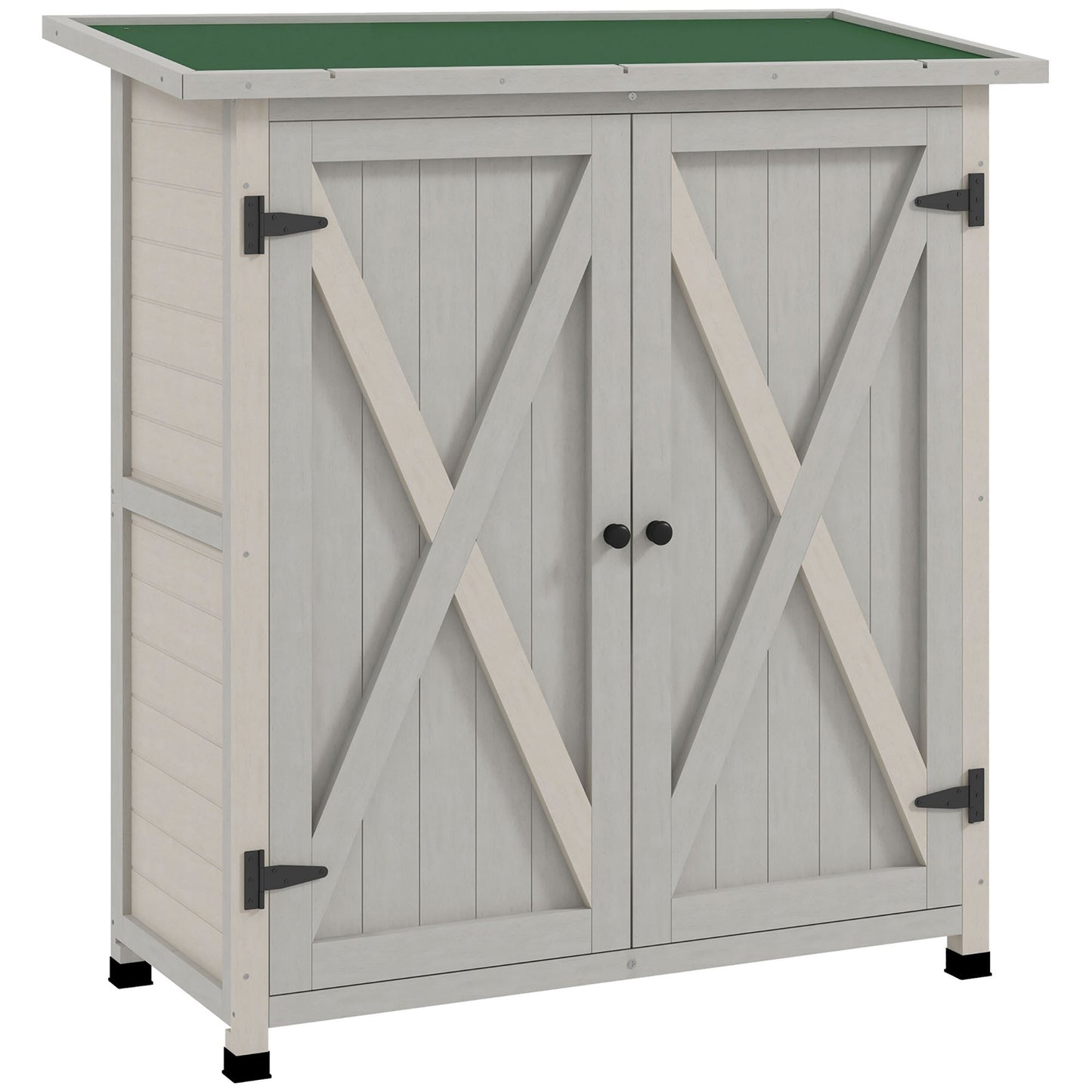 Tuinhuisje – Tuinkast – Gereedschapsschuurtje – Tuinberging – Buitenopslag – Houten Tuinhuis – Weerbestendig – 110x55x117 cm – Asfalt Dak – Lichtgrijs