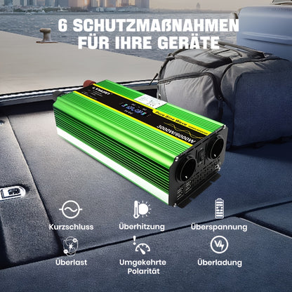 Omvormer – Spanningsomvormer – Stroomomvormer – DC naar AC Converter – Power Inverter – 3000W Continu Vermogen – Pure Sinusgolf Met LCD Display & Afstandsbediening