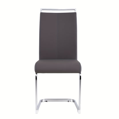Cantilever Chair, Chrome-plated Metal Frame, Load Capacity Up to 120kg, Upholstered with Faux Leather Cover, Gray (set Of 4), Highcapacity Chair, Commercial Seating, Minimalist Chair, Sleek Furniture, Reinforced Seating, Cant